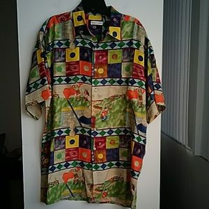 Burma Bibas Vintage Silk Golf shirt, Medium
